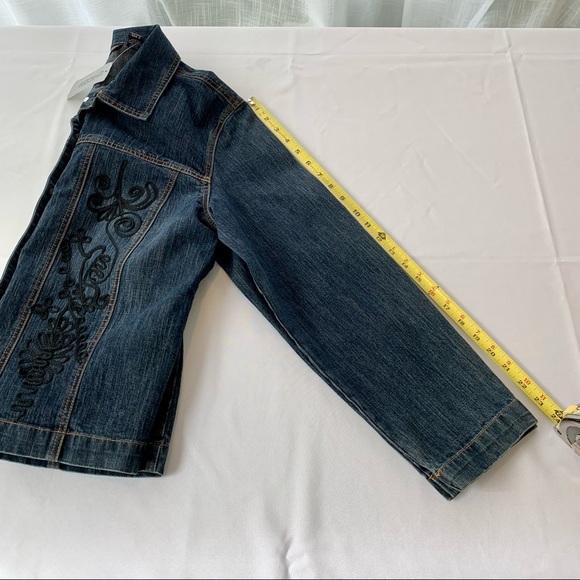Passementerie front and back. Chico’s size 2 (large) denim jacket, black details - Picture 5 of 15
